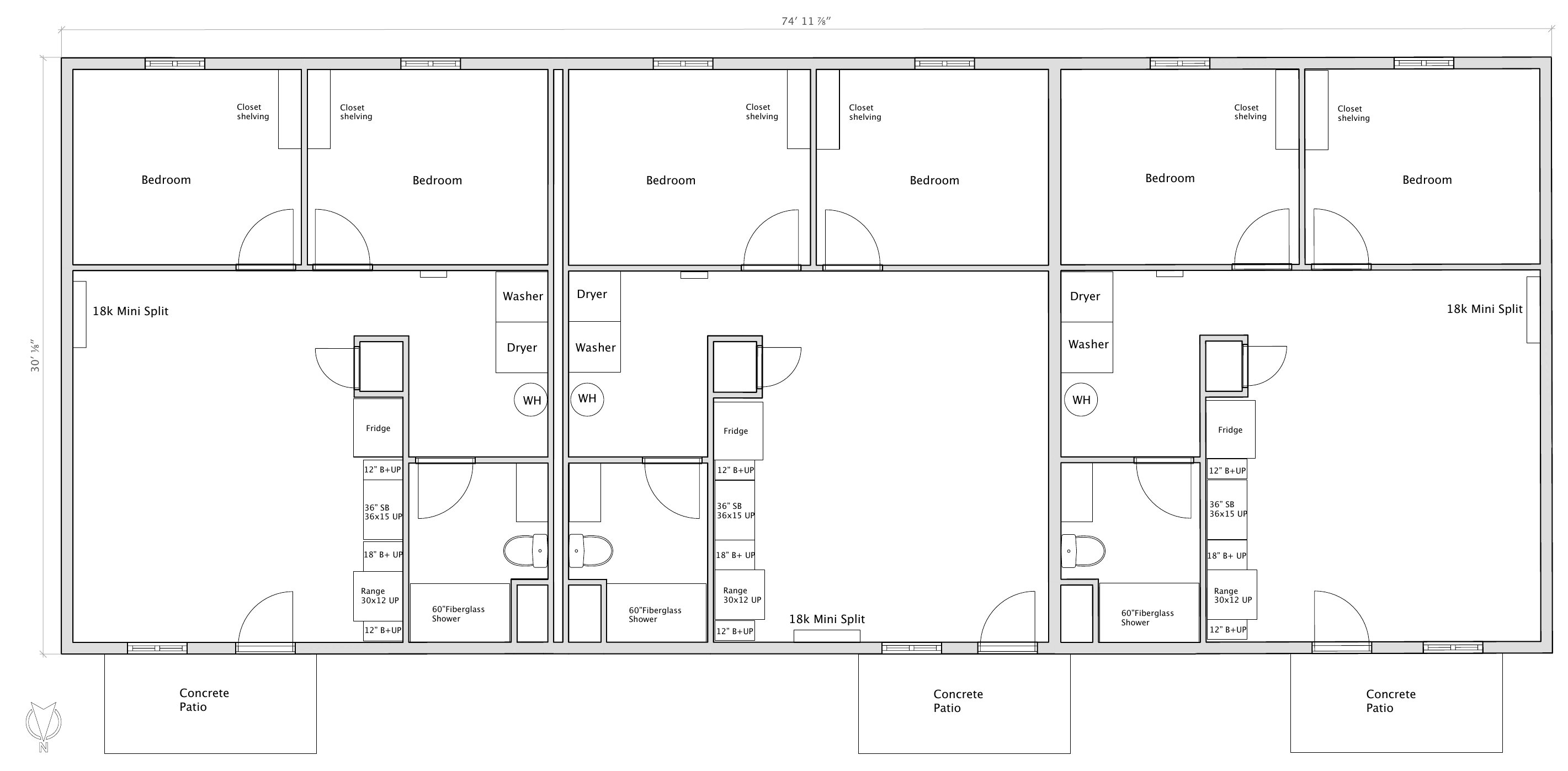 Triplex 2BR Floor Plan